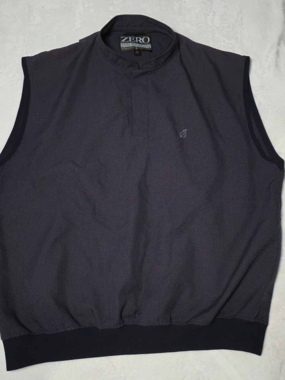 Zero Restrictions Golf Club Of Georgia Logo Navy Micro Plaid Henley Golf Vest XL